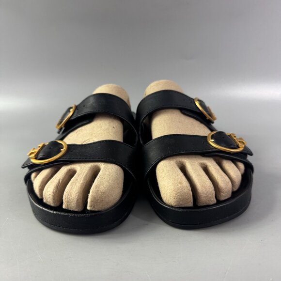 Tory Burch Black Leather Slides Size 9.5 - Picture 4 of 14